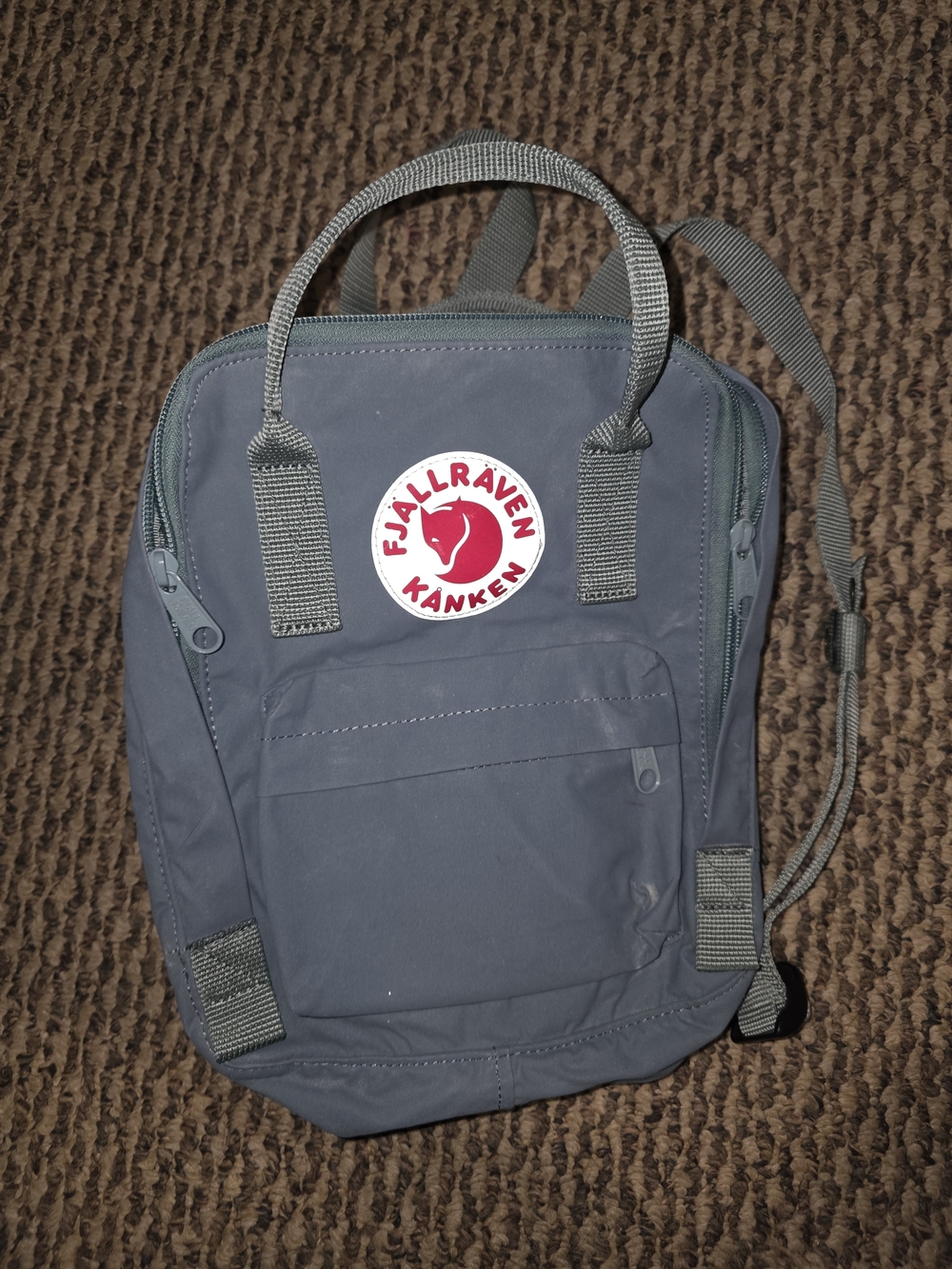 Fjallraven Kanken Mini Backpack - Slate Gray with Red Logo